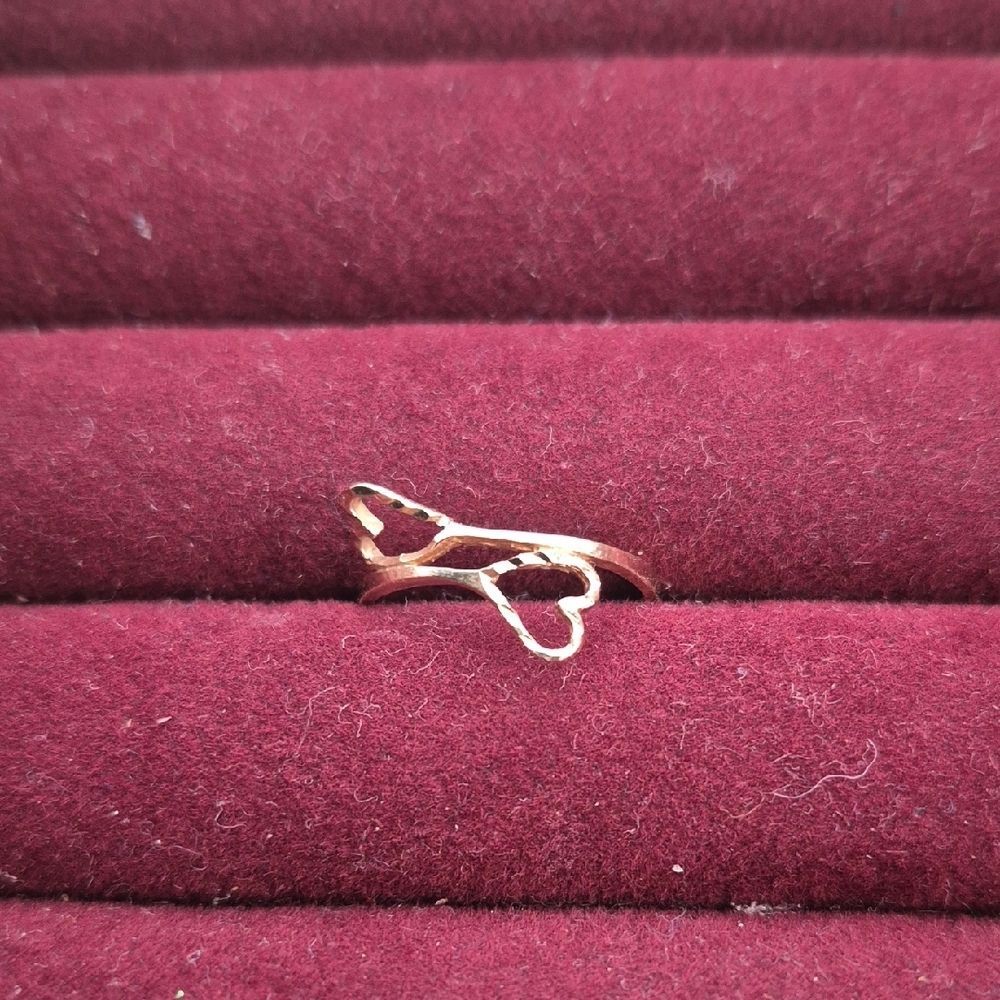 Chic Gold Double Heart 10K Ring